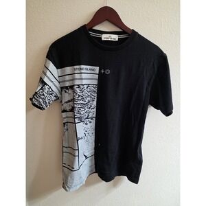 Stone Island Black 100% Cotton Mural Part 3 Printed Crewneck T-shirt Size Medium